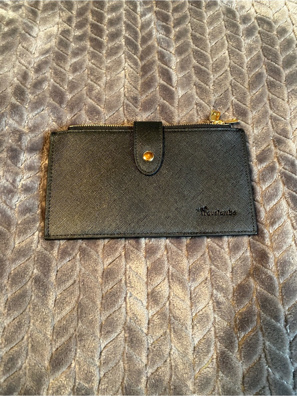 Black Faux leather Wallet with Gold Hardware